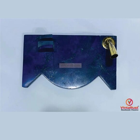 Luxury Lapis Lazuli Pen Stand: Brass Base, Desk Decor - Picture 2 of 6